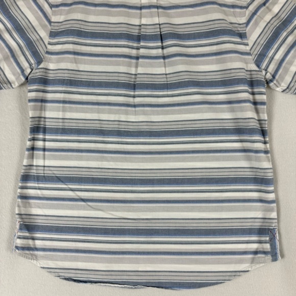 Grizzly Mountain Men's Short Sleeve Woven Shirt L White, Blue and Gray Stripes - Picture 9 of 12